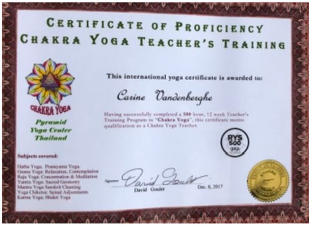 Diplôme Yoga Teacher